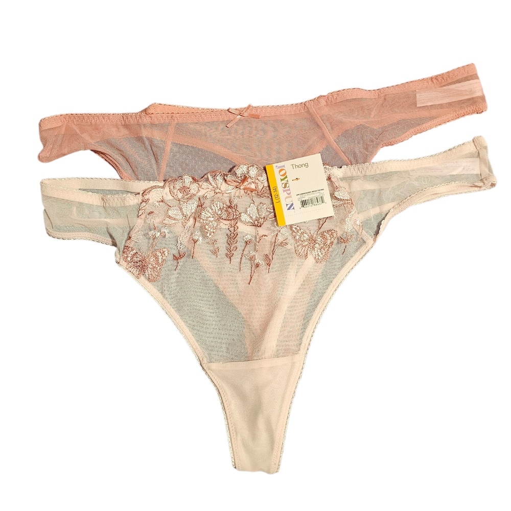 Lise Charmel Lace Thong Set in Pink and Cream
